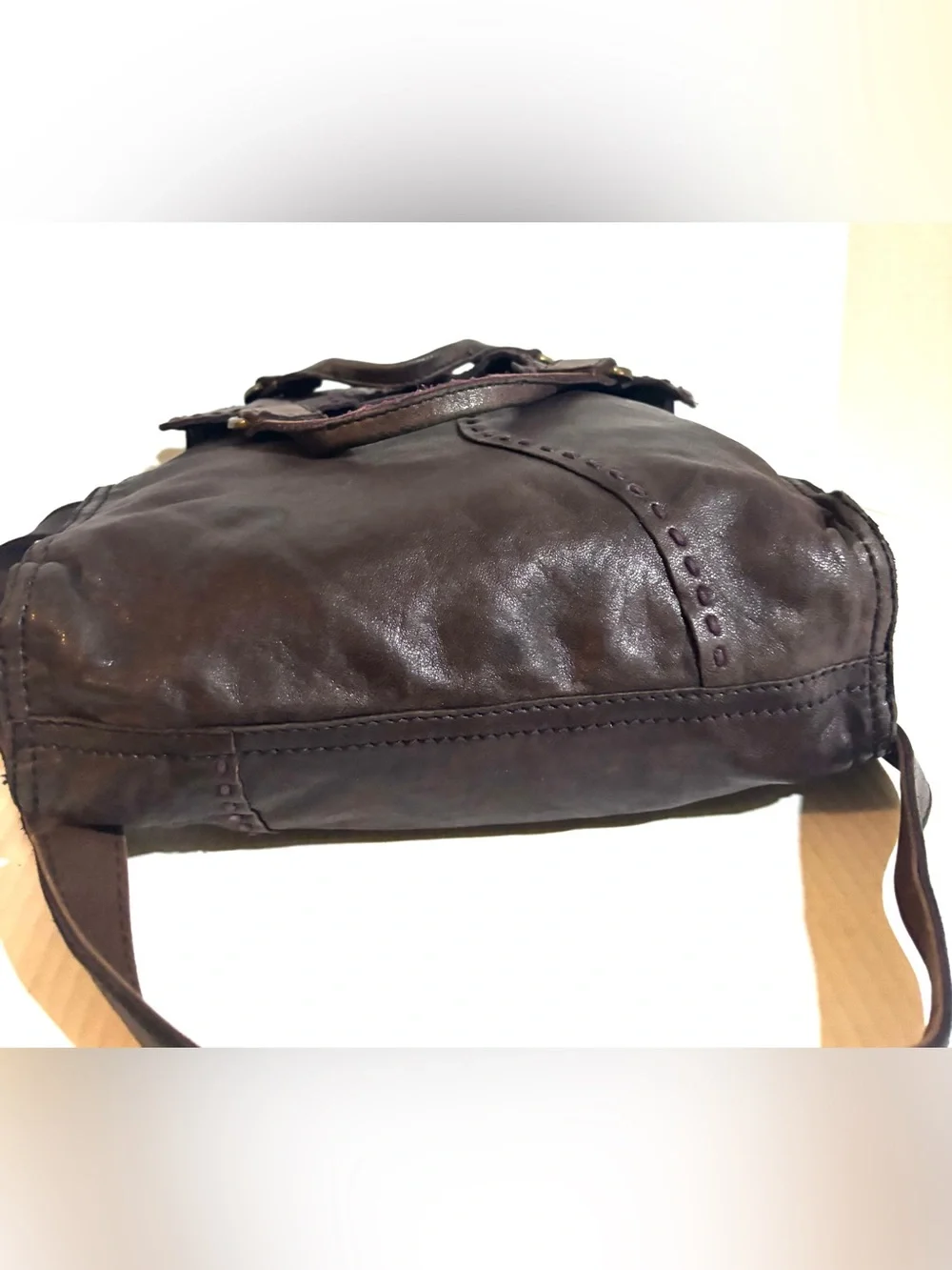 Lucky Brand Dark Brown distressed Leather crossbody Bag
